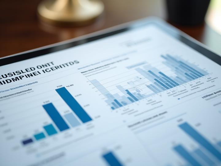 Exemple de rapport de performance financière détaillé avec des graphiques de croissance, des attributions de performance et des métriques de risque ajusté.