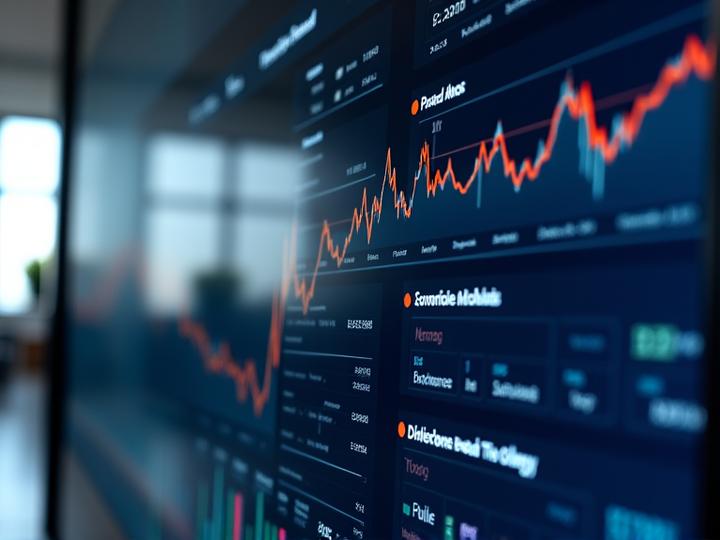 Tableau de bord financier montrant des graphiques de performance du portefeuille, des alertes de rééquilibrage et des indicateurs de suivi en temps réel.