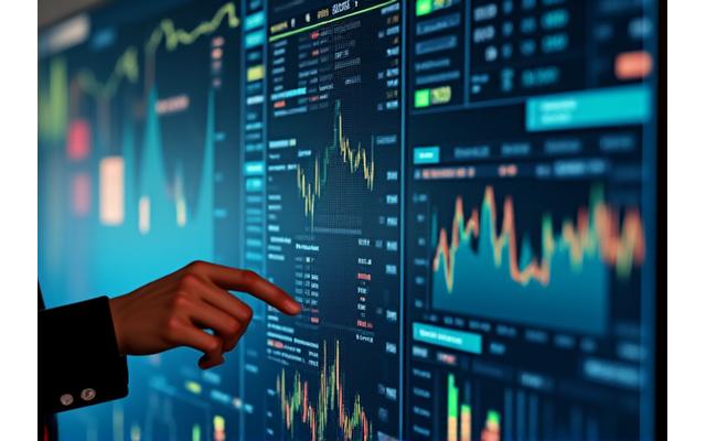 Tableau de bord financier affichant des données boursières et des indicateurs économiques