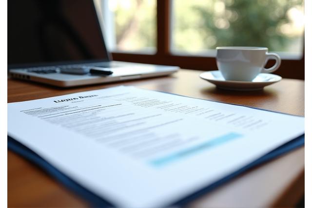 Un bureau élégant avec des documents financiers, un stylo et une tasse de café, symbolisant la consultation personnalisée et les conditions d'accès aux investissements.