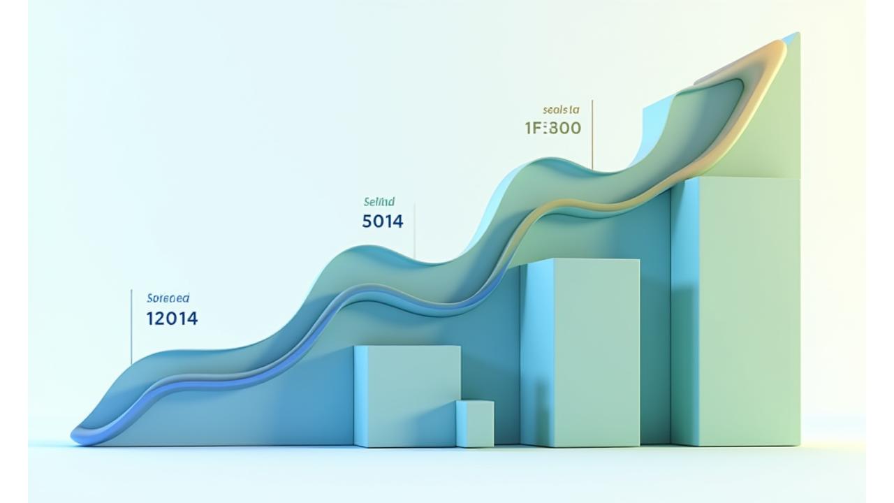 Illustration d'une chronologie de croissance d'une startup avec des indicateurs financiers et des flèches symbolisant la progression et le financement.